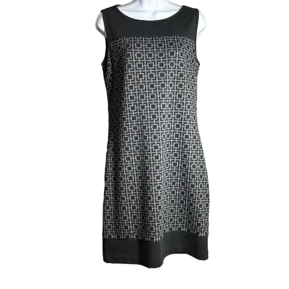 Laundry By Shelli Segal Women's Geometric Box Black And Gray Shift Dress Size 8